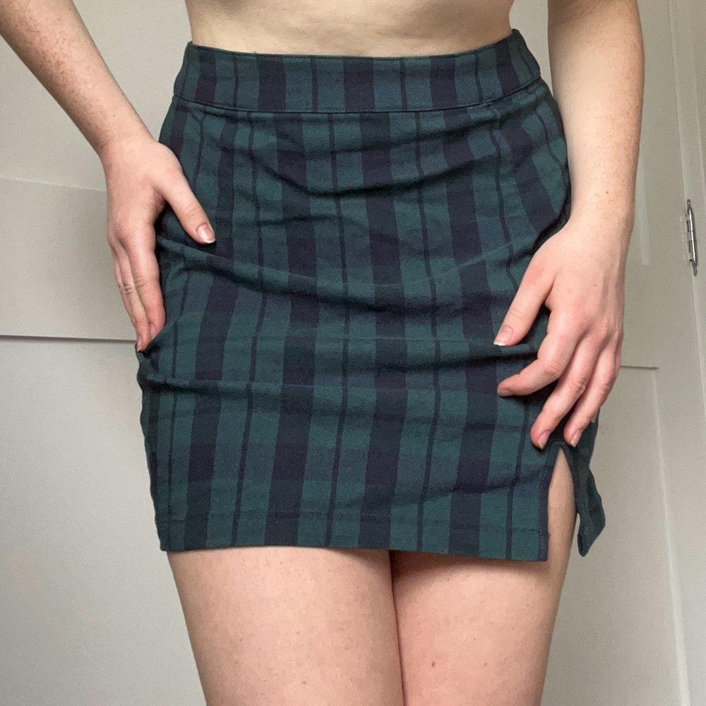 Garage Green Plaid Skirt